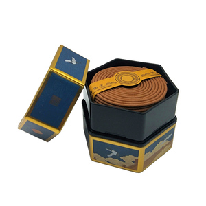 Custom new design incense coil natural health for indoor Buddhist with Luxury Hexagonal Exquisite Packaging Box