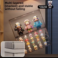 Présentoir pour Blind Box en plastique transparent, boîte de rangement anti-poussière pour figurines Pop Mart, grande capacité, design moderne