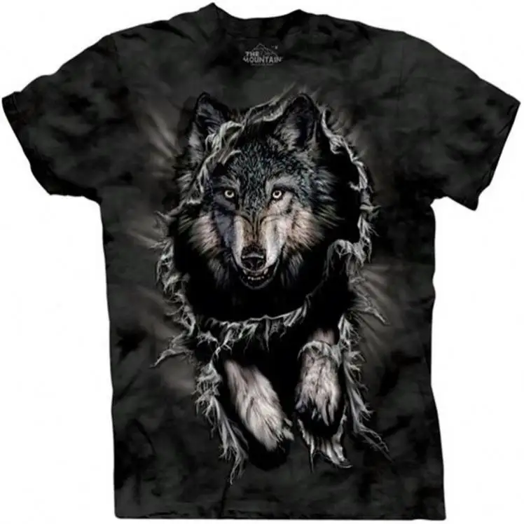 2023 Newest style popular Products Design animal image printing 100% Polyester men's wolf tiger lion bear elephant pic t shirt