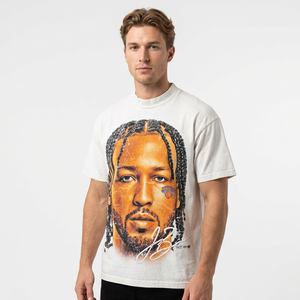 <b>Men's</b> White Short Sleeve T-Shirt with Photo Print Face Design Regular Fit Formal <b>Turtleneck</b> 100% Cotton Jersey Eco-Friendly - Product Image 6