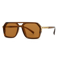Nouvelles lunettes de soleil tendance pour hommes, design polygonal, double pont, protection UV400, logo personnalisé, en polycarbonate