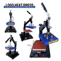 Presse à chaud manuelle 6x6 po (15x15 cm) pour mini-étiquettes, avec plaque épaissie, pour impression par sublimation de logos sur col de T-shirt, matériel de gros