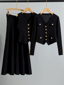 Completo Casual Stampato da <span class=keywords><strong>Donna</strong></span>: Giacca + Maglia con Scollo a V + Pantaloni in Maglia, Set Tre Pezzi - Product Image 2