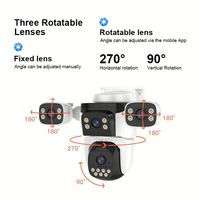 Caméra de sécurité sans fil O-Kam Pro 20MP CMOS PTZ, 4 objectifs, IP66 étanche, détection de mouvement, audio bidirectionnel, vision nocturne, caméra domestique