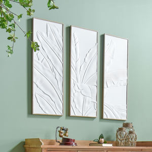 Panneaux muraux décoratifs rustiques en bois blanc, motif feuille de bananier, style ferme, artisanat en bois, vente en gros - Product Image 3