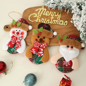 LINGKAI Plaid Fabric Christmas Ornaments Santa Snowman <b>Gingerbread</b> Man Doll Pendant Xmas Tree Hanging <b>Decor</b> - Product Image 1