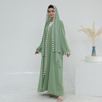 Abaya Fleurie en Dentelle 2025 avec Foulard Vente en Gros Vêtements Islamiques Turcs Cardigan Élégant de Dubaï avec Hijab Abaya Femme Abaya Ouverte