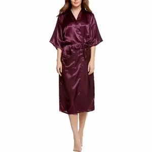 2023 OEM Custom Spring <b>Summer</b> Knitted 100% Polyester Quick Dry Concise Knee-Length Robe Sleepwear <b>for</b> <b>Women</b> ODM Manufacturer - Product Image 2