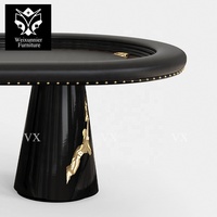Table de poker en bois à panneaux au design moderne de luxe avec pieds en bois pour 6-8 joueurs Jeu d'intérieur pour villa et hôtel