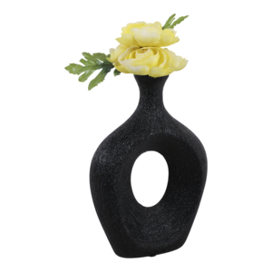 Vaso in ceramica con intaglio ovale, decorazione moderna per soggiorno, camera da letto, ufficio, tavolo, alto, nero - Product Image 2