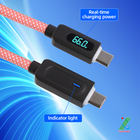 Kabel ponsel Digital, kabel telepon genggam Tipe C dapat Data Usb ke Tipe C untuk komputer Android Pad 66W