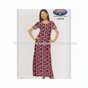 Camisones de algodón estampados de franela Jaipuri bordados de talla grande ropa de casa para mujer colección de otoño-ropa de dormir cómoda - Product Image 1