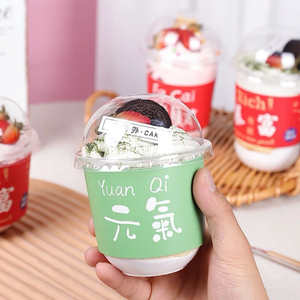 Cốc nhựa dùng một lần với mái vòm nắp cho Ice Cream món tráng miệng ly Snack Bát tùy chỉnh in 5oz 8oz Pet miễn phí đồ uống trong suốt - Product Image 4