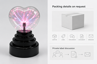Lampe sphérique LED à arc électrique en verre, design cœur, 2700K, blanc chaud doux, taille moyenne, pour chambre d'enfant, bureau, DC 6V, vente en gros
