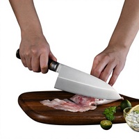 Couteau de chef japonais en acier inoxydable 8-9,9 pouces, manche en bois, extra-affûté, finition haute brillance, couteau de cuisine pour droitier