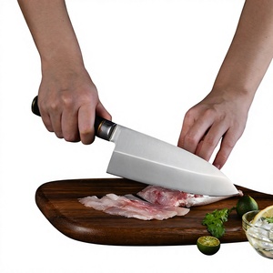 Couteau de chef japonais en acier inoxydable 8-9,9 pouces, manche en bois, extra-affûté, finition haute brillance, couteau de cuisine pour droitier - Product Image 1