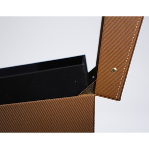 Luxury Brown Leather Flip Top Gift <strong>Box</strong> Customized Wood <strong>Box</strong> with <strong>Offset</strong> <strong>Printing</strong> and Bronzing Featuring Recycled Materials - Product Image 4