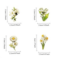 Emaille-Blumenbrosche aus Zinklegierung: Gänseblümchen, Iris, Lilie, Maiglöckchen, Narzisse, Hortensie, Sonnenblume, Tulpe, Anemone, Pfingstrose – Reversnadel