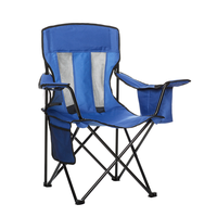 Chaise pliante en tissu Oxford imperméable à l'eau chaise de camping pliante portable en métal pour l'extérieur avec porte-gobelet