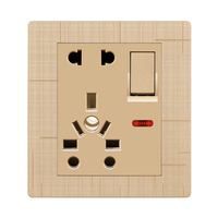 JUBEN - Interruptor de Pared Multifunción con Control Eléctrico, Enchufe de 16 A, Estándar Británico, Material de PC, Color Dorado