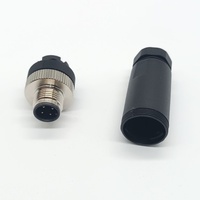 Conector M12 de montaje en campo, 4/8 pines, código A, macho, recto, carcasa de plástico, terminador, IP67, conector robusto, PG7, PG9
