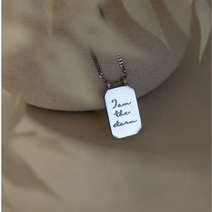 Collier personnalisé <span class=keywords><strong>Mantra</strong></span> pendentif gravé étiquette Octangle collier inspiré JE SUIS LA TEMPÊTE - Product Image 6