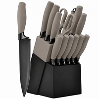 Ensemble de couteaux de cuisine japonais TOALLWIN avec manche en caoutchouc et support en acier inoxydable, couteaux de chef