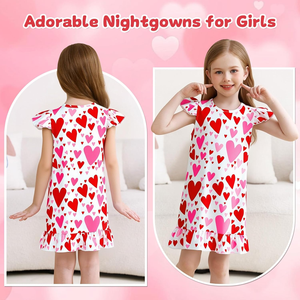 Chemise de nuit à manches courtes pour filles, vente en gros, chemise de nuit d'<span class=keywords><strong>été</strong></span> bon marché pour filles, chemise de nuit personnalisée imprimée, chemises de nuit adorables pour filles - Product Image 1