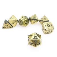 Dés de jeu de rôle personnalisables en métal vieilli rétro, lot de 7 pièces, avec logo personnalisé pour jeux de société et de table (3 couleurs)