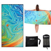 Serviette de plage en microfibre sans sable, logo personnalisé, séchage rapide, super absorbante, serviettes surdimensionnées, couverture imprimée, serviette de piscine, de bain