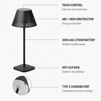 Lampe de table moderne à commande tactile, lampe de chevet LED rechargeable pour mariage, fête, chambre à coucher, décoration de la maison