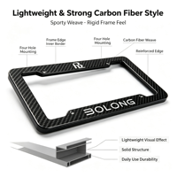BOLONG Cadre de plaque d'immatriculation en fibre de carbone standard américain très demandé, résistant aux chocs, avec logo personnalisé, support de plaque d'immatriculation de voiture