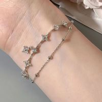 Bracelet Lucky Duet, luxueux et au design unique, double couche, trèfle à quatre feuilles, argent sterling