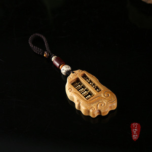 Zhuqige Golden Bamboo Abacus Keychain <b>Car</b> Key Accessory Mobile Phone Pendant Cultural <b>Ornament</b> - Product Image 2
