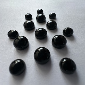 Élégant cabochon rond en onyx noir 100 % naturel TFH, qualité AAA, poli à la main, de 4 mm à 20 mm, pour la création de bijoux - Product Image 2