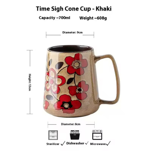 <b>Large</b> Capacity 700ml Classic Floral Pattern Sustainable Food Safe Reusable Ceramic Coffee <b>Tea</b> Water Mug for Office Home Gift Use - Product Image 6