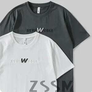 ZSSM高品质定制100% 棉字母标志超大t恤透气3d字母压花o领t恤