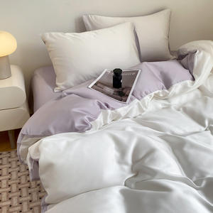 Ensemble <span class=keywords><strong>de</strong></span> draps <span class=keywords><strong>de</strong></span> lit en soie lavée brodée imprimée pour l'été frais, 4 pièces, confort adulte, doux, literie - Product Image 3