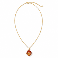 Collier pendentif en agate rouge naturelle, enroulé sur chaîne en acier inoxydable, bijoux en or et argent