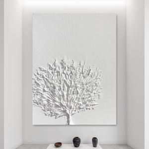 オリジナルアートホワイト3Dテクスチャキャンバス抽象的な壁アート重油ハンドメイド絵画ミニマリズムウォールペインティングリビングルーム用 - Product Image 4