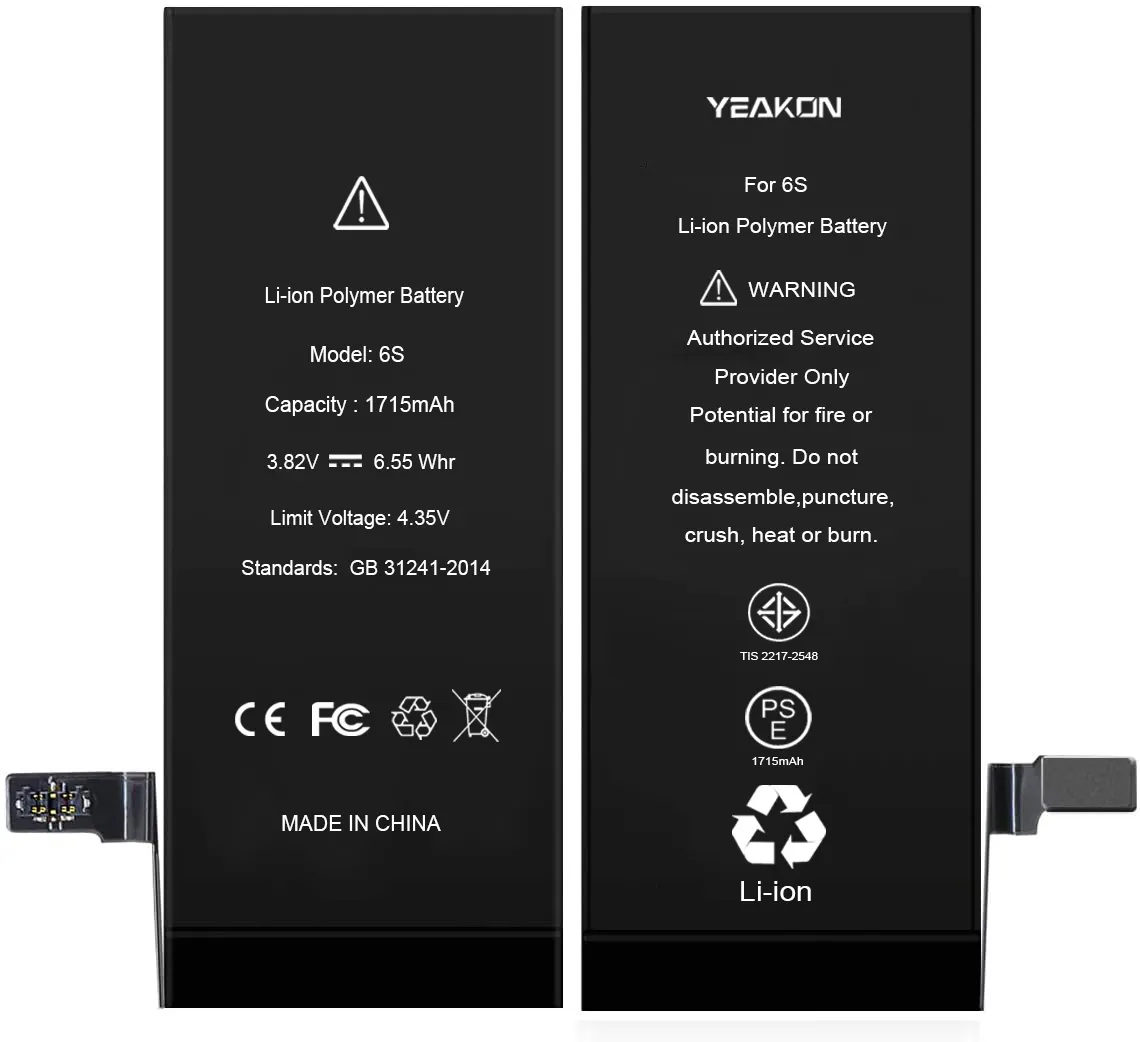 Yeakon iPhone 6 S Plus 6 S запасная аккумуляторная батарея для iPhone 5 5S 5C SE, 6, 6 S, 6P 6SP 7 7G 7P 8 8G 8P Plus X XS MAX XR 11 12 13 Pro MAX батареи