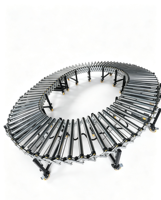 Transportador de Rodillos Telescópico Portátil de Carga Pesada, Transportador Flexible Curvo y Expandible con Ruedas con Frenos