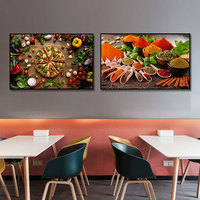 Tableau sur toile encadré avec motifs de céréales, épices, cuillères et poivrons, affiches et impressions décoratives pour cuisine et salle à manger, décoration murale artistique pour la maison