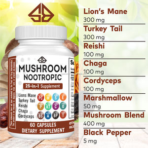 Cápsulas de Suplementos de Hongos Variados OEM: Melena de León, Reishi, Cordyceps, para la Salud Inmunológica, Cerebral, de la Memoria y del Sueño en Adultos - Product Image 2