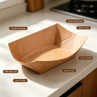 Barquette en papier kraft jetable de qualité alimentaire personnalisée pour les en-cas frits avec impression personnalisée