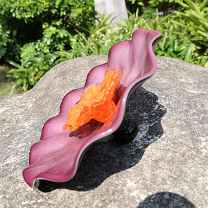 Platos de vidrio soplado naranja con <span class=keywords><strong>estambre</strong></span> blanco para decoración de paredes - Product Image 2