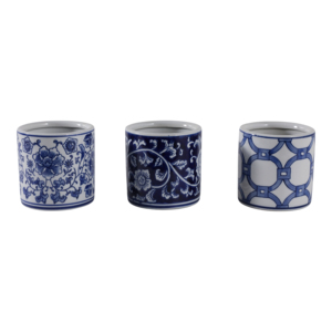 Organizer da Scrivania Cilindrico in Ceramica, Design Floreale Tradizionale Blu e Bianco, Contenitore Decorativo per Casa e Ufficio - Product Image 3