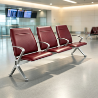Chaise d'attente publique robuste 2-5 places avec coussin en PU souple, chaise d'aéroport en aluminium pour gare ferroviaire et banque