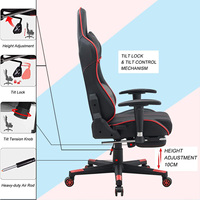Chaise de bureau et de gaming en cuir PU avec logo personnalisé, rembourrage confortable, dossier réglable en hauteur, pivotante, roulettes mobiles, massage