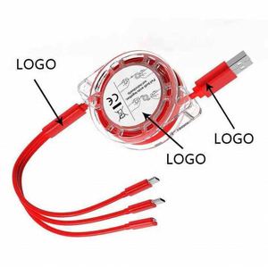 Promotion Custom LOGO 3 in 1 Multiple C <b>Charging</b> <b>Cable</b> Charge <b>Cable</b> 3 in 1 Fast 3 in 1 <b>Cable</b> Charcher Cord Blue - Product Image 1